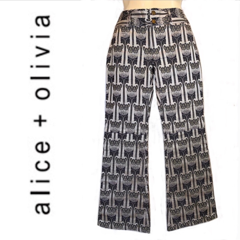 ALICE + OLIVIA jacquard retro flare pants
